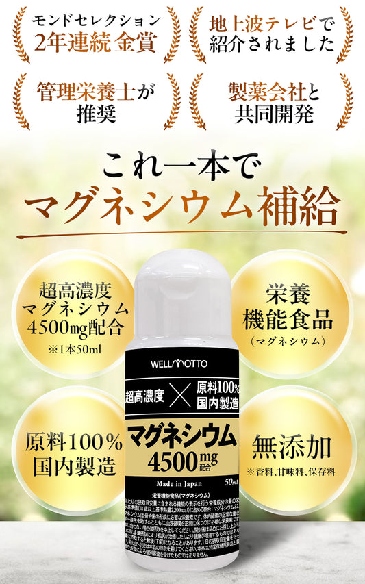 【2年連続モンドセレクション金賞×製薬会社と共同開発】 超高濃度 マグネシウム 栄養機能食品 50ml