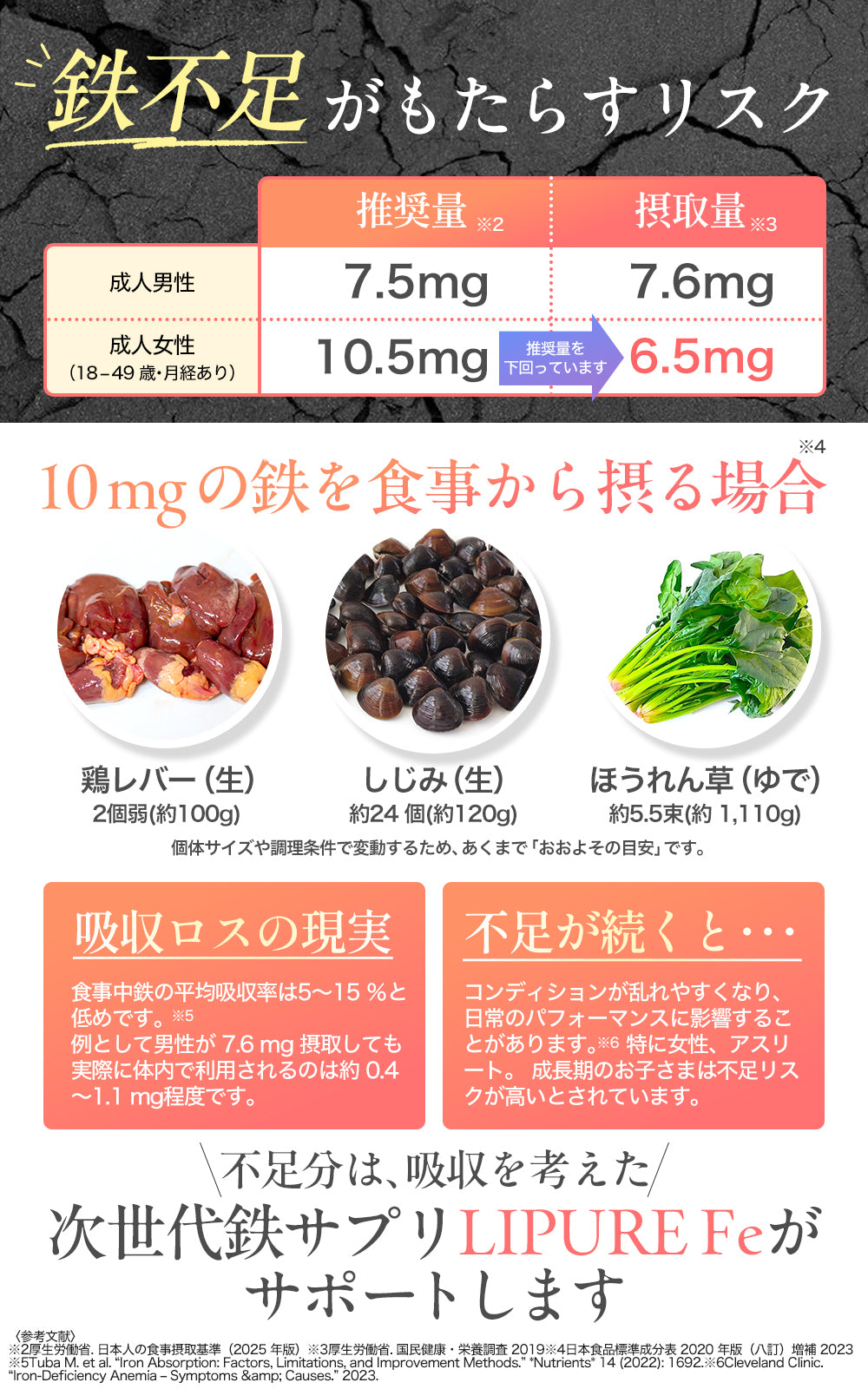 【日本初・日本唯一】リポソーム 鉄分 サプリ 10mg 【テレビで紹介されました】栄養機能食品( 鉄 ビタミンB12 葉酸 ) 30粒 日本製 LIPURE Fe